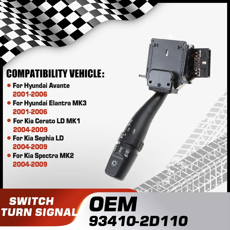 

Car Turn Signal Switch For Hyundai Avante XD Hyundai Elantra XD Kia Cerato Kia Sephia Kia Spectra MK2 93410-2D110 93410-2D010