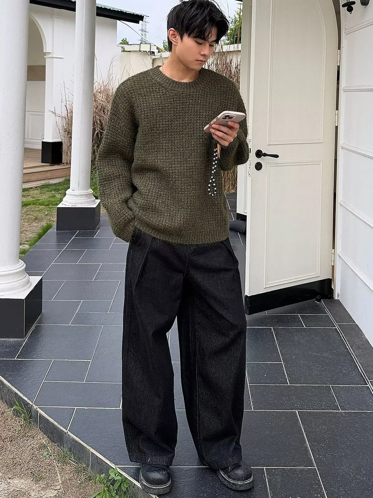 

Корейский теплый однотонный вязаный свитер свободного кроя, повседневная верхняя одежда для осени и зимы