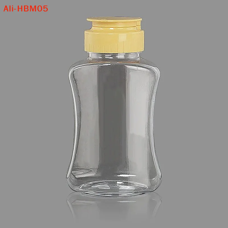 (HB05)Honey Squeeze Bottle Condiment/Ketchup Dispenser Plastic Flip Cap Refillable Syrup Jars Leakproof Container Bottle