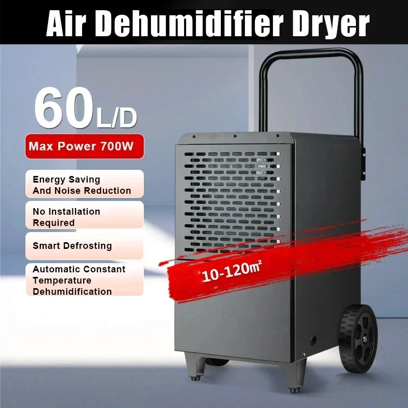 156L Dehumidifier Industrial 1250W Dehumidifier Basement Warehouse Workshop Dehumidifier Moisture-proof