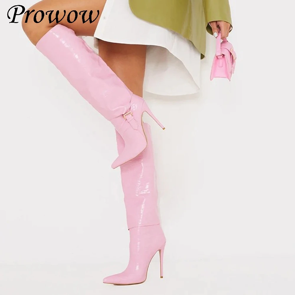 

Новые модные сапоги до колена на высоком остром каблуке, женская обувь Zapatos Mujer