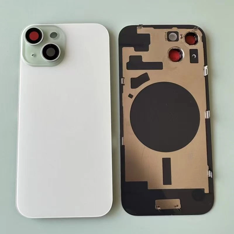 back Glass Material For Iphone 15 / 15 Pius Back Battery Cover +Middle Chassis Frame Housing Case Repair Parts