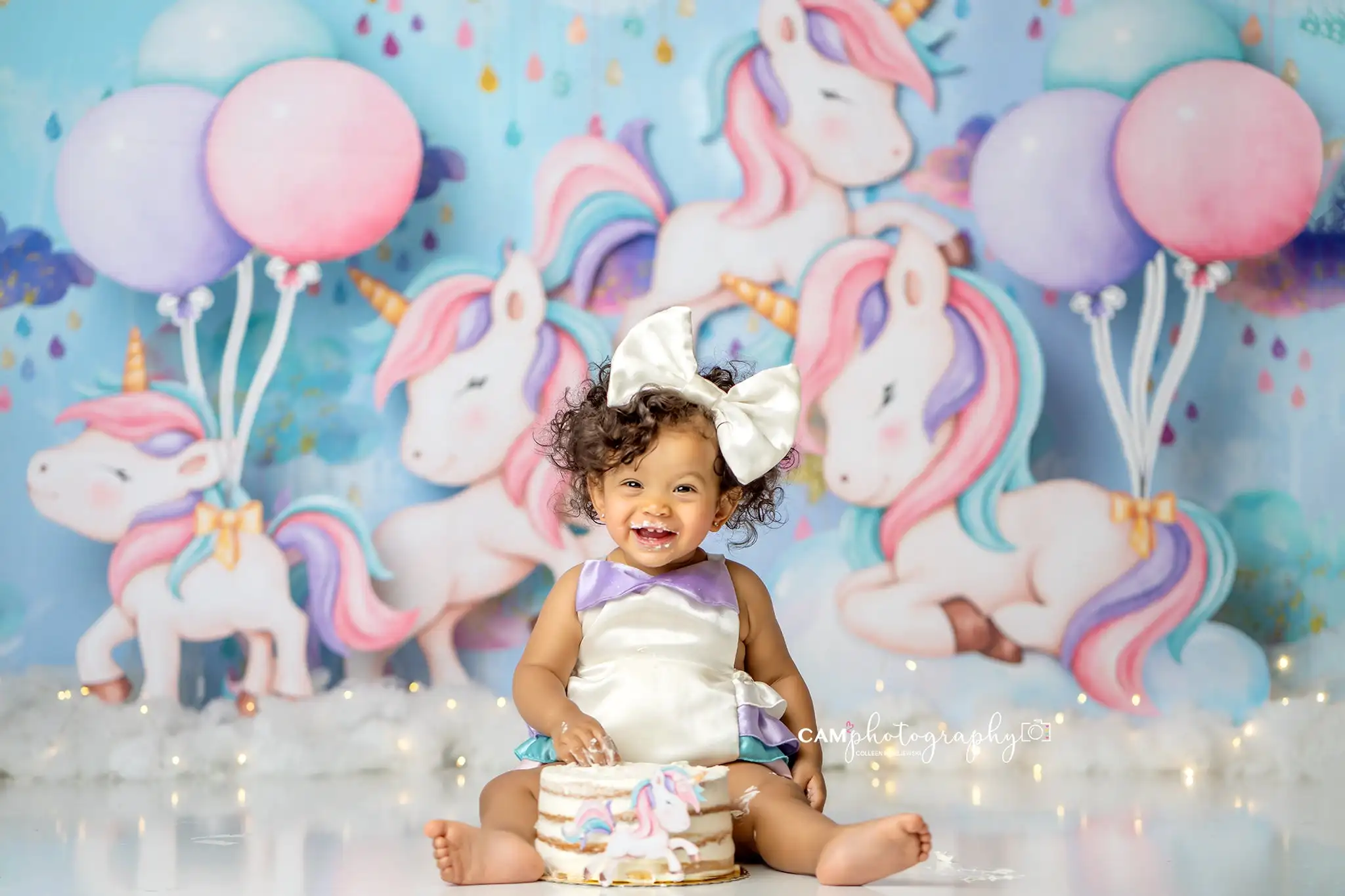 Happy Unicorn Photography Backdrop Miracle Rainbow Kids Cake Smash Photocall Decor Child Birthday Party Props Photo Background