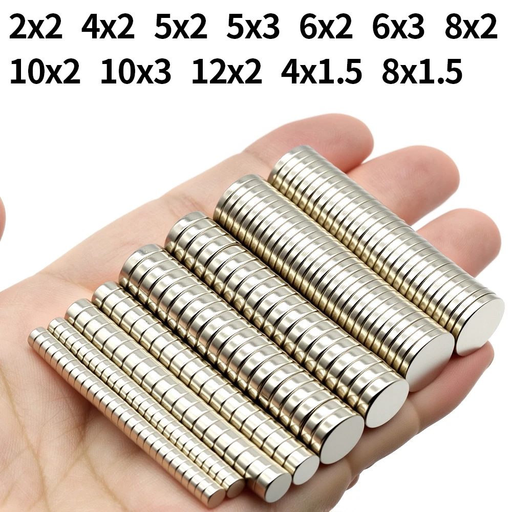 2x2/6x2/6x3/10x3mm N35 Neodymium Round Magnets - Versatile Assorted Set for Fridge, Office & DIY