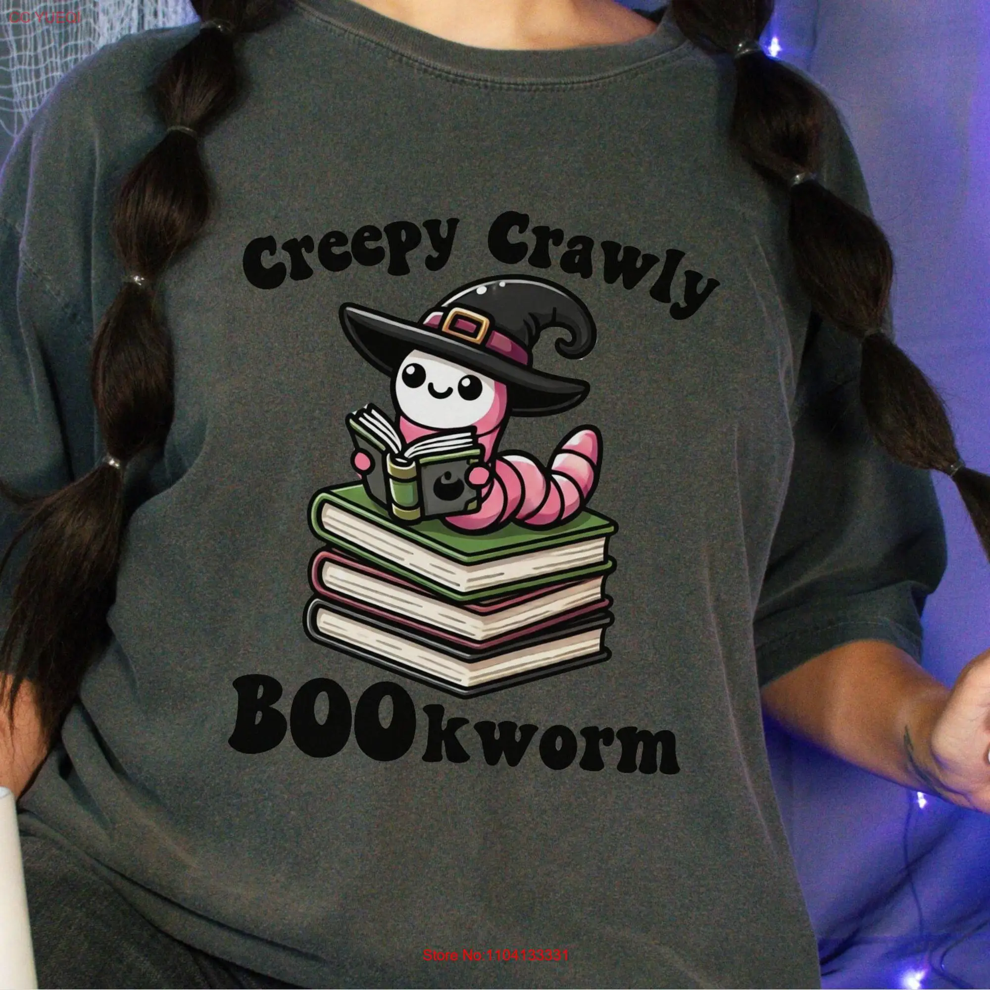 Comfort Colors Booklover Halloween T Shirt Bookish Cute Bookworm Witch Reading Book Lover Reader long or short sleeves