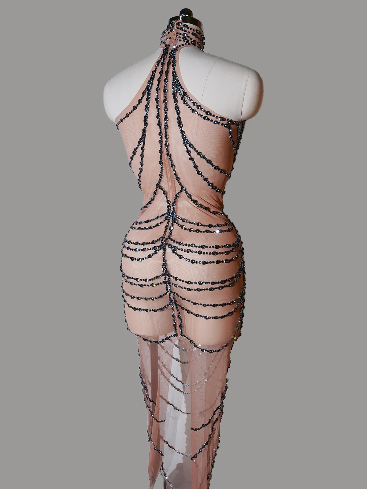 Блестящие серые стразы, сетчатое прозрачное длинное вечернее платье, роскошное женское сексуальное вечернее платье для выпускного вечера, дня рождения, сценическое платье