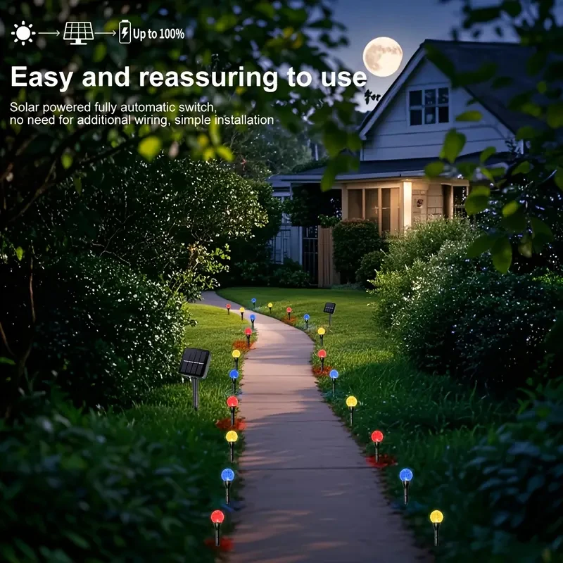 30 LED Solar Bubble Ball Lawn Lights Waterproof Solar Pathway String Light for Outdoor Garden Patios Trail Lighting Decoration
