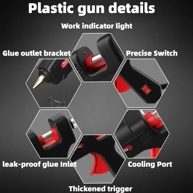 100W Hot Melt Glue Gun with Copper Nozzle &11mm Glue Sticks,Fast Heating 3mins,Industrial Silicone Gun 220V,Electric Repair Tool