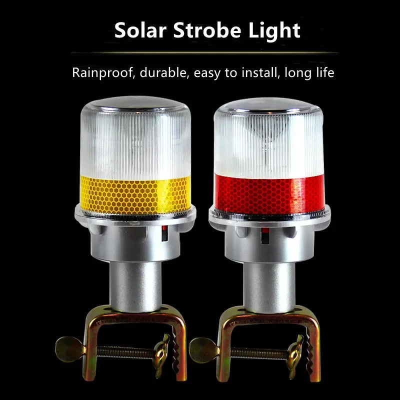 Lumière LED Solaire Rouge/Jaune à Iodine, Signal de Danger Stroboscopique, Cadre en Fer, Contrôle de la Lumière, Clignotant, Lampe de Navigation Marine