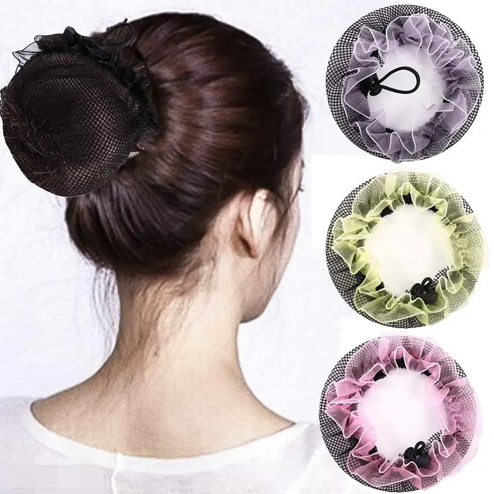 Anillos de cuerda para el cabello para niñas, diademas huecas, cordón ajustable, soporte para cola de caballo, soporte para el cabello, redes para el cabello, moño de Ballet