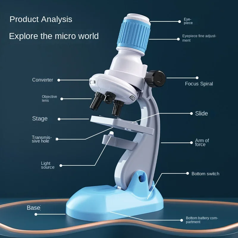 Children\'s microscope 1200 times professional scientific equipment biological experiment set junior high school version