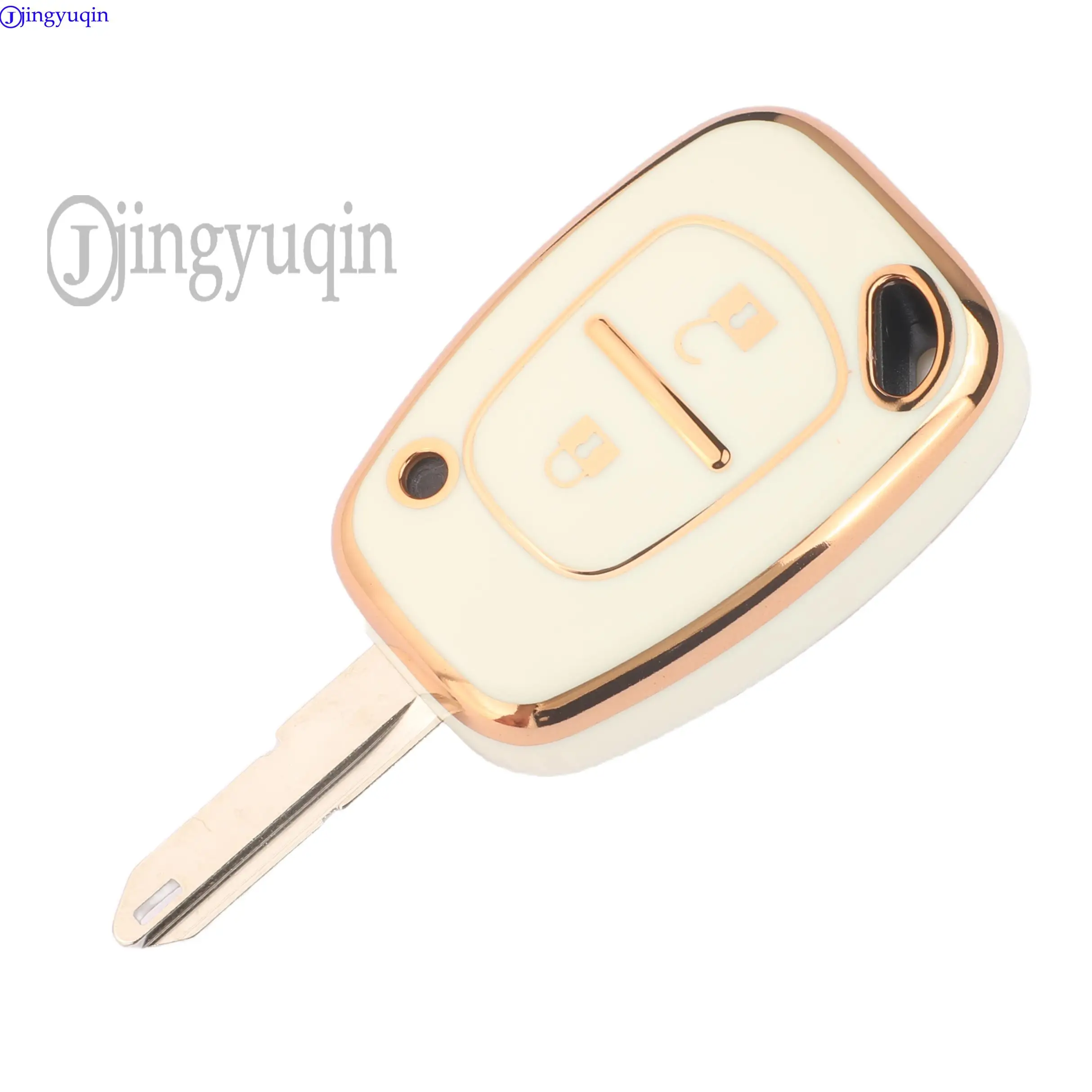حافظة مفاتيح السيارة Jingyuqin الناعمة من مادة البولي يوريثان 2BTN لرينو كانجو ترافيك 2012 كليو 2004 ماستر لنيسان إنترستار أوبل فيفارو موفانو