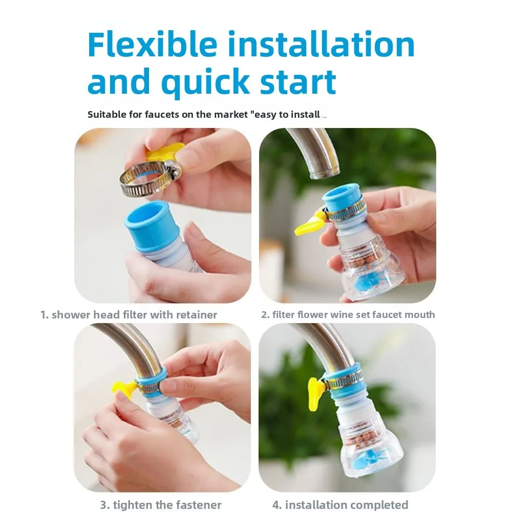 360° Rotatable Faucet Extender Anti Splash Kitchen Sink Sprayer Flexible Tap Nozzle for Dishwashing Fruit Vegetable Cleaning