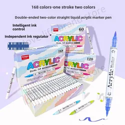 168 120 colors Acrylic marker set double Nib Paint Pens Markers Brush Tip Rock Painting Wood Canvas Stone Christmas Gift Guangna