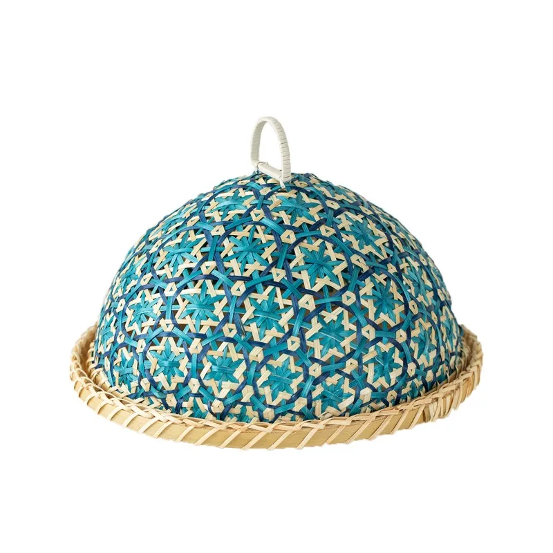 

Handmade rattan Nanyang wind fruit plate basket round with lid insect-proof