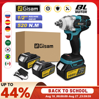 Gisam 520N.M Brushless Electric Impact Wrench Cordless Electric Wrench 1/2inch for Makita 18V Battery Pin Screwdriver Power Tool