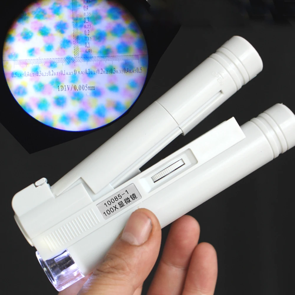 3/2/1PCS Handheld 100X Mini Pocket Microscope LED Lamp Light Jewelry Loupe Magnifier with Leather Case for Electronics Industry