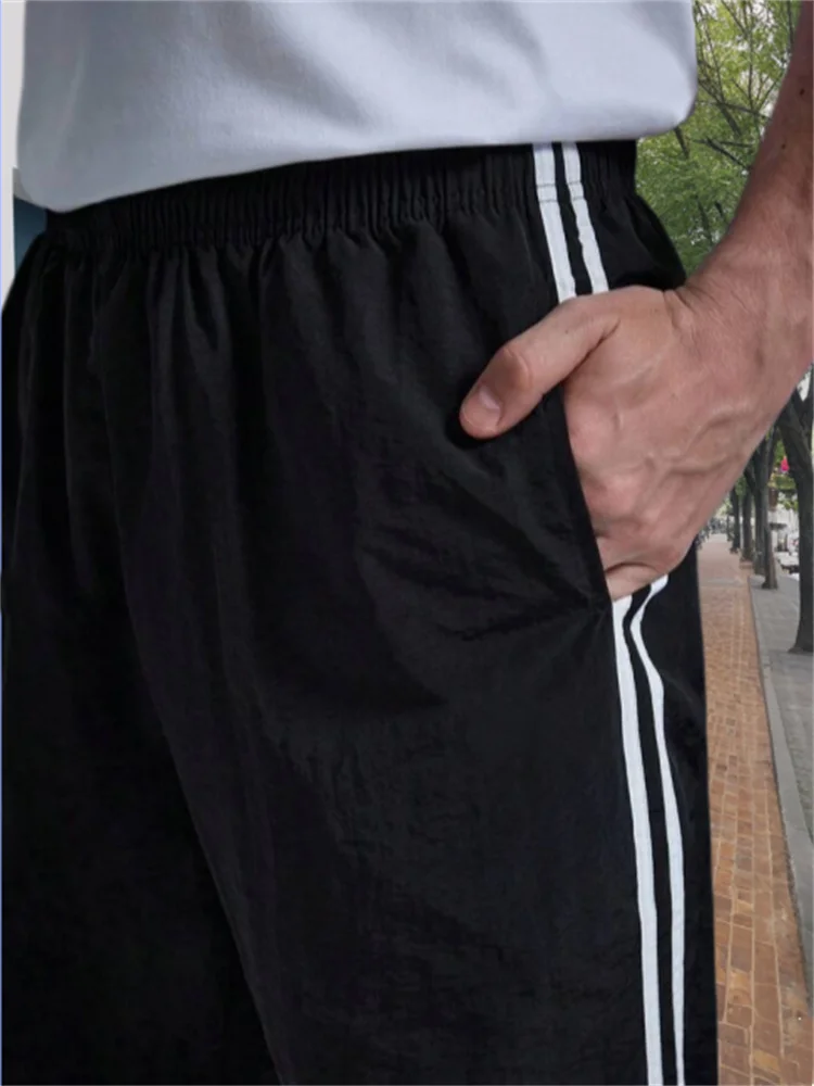 2026 Nylon Fabric Double-Sided Stripe Sports Straight Leg Casual Pants Active Wear Comfortable Long Trousers - view 6