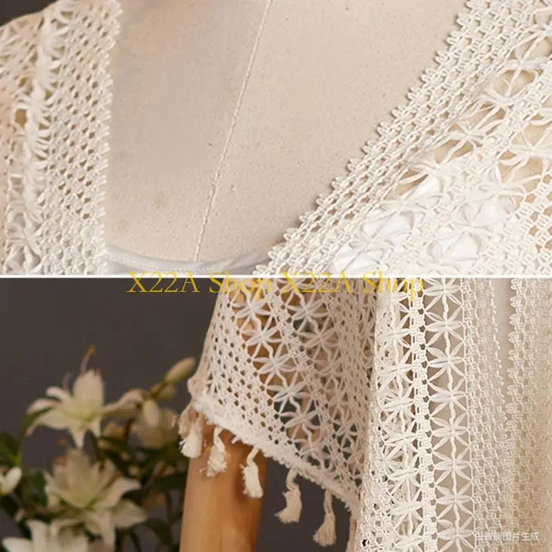 Unique Crochet Shawl Wrap with Openwork Fringe for Beach Travel Layering