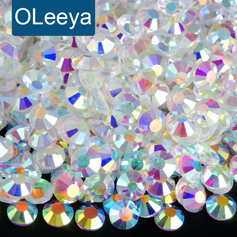 OLeeya Transparent AB SS3-SS30 Non Hotfix Glass Rhinestones Flatback Crystal Strass for 3D Nail Art Dresss DIY Decor стразы
