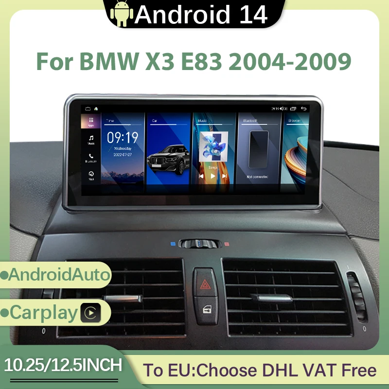 

Android 14 MTK8581 10.25" 12.5" GPS Navigation Video Multimedia Radio Stereo Player Carplay For BMW X3 E83 2004-2009 WIFI