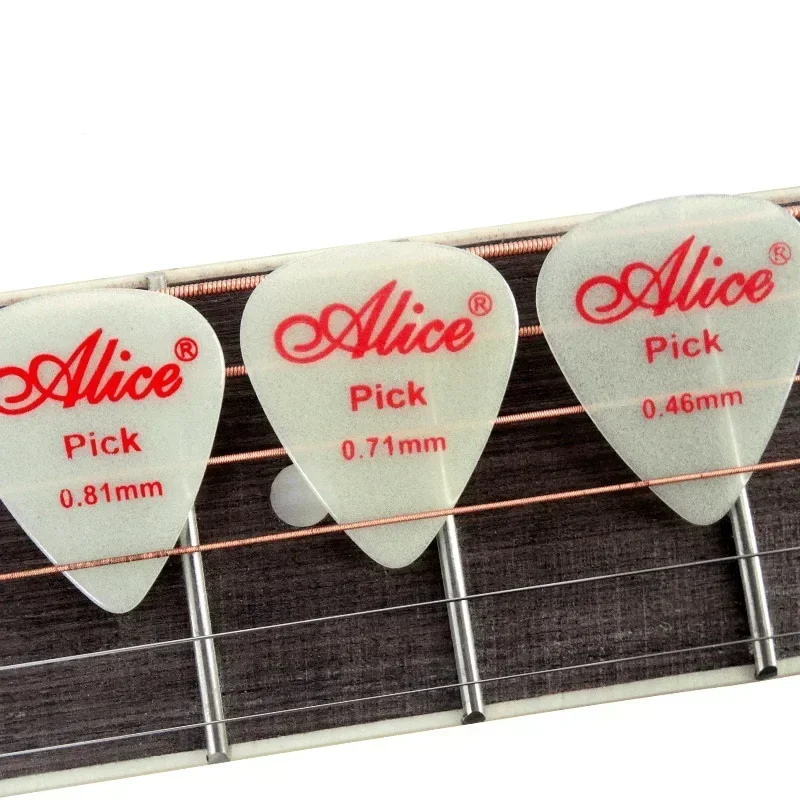 100PCS Alice Luminous Guitar Picks Fluorescent 0.58/0.71/0.81/0.96/1.2/1.5mm Acoustic Electric Guitar Plectrum Picks