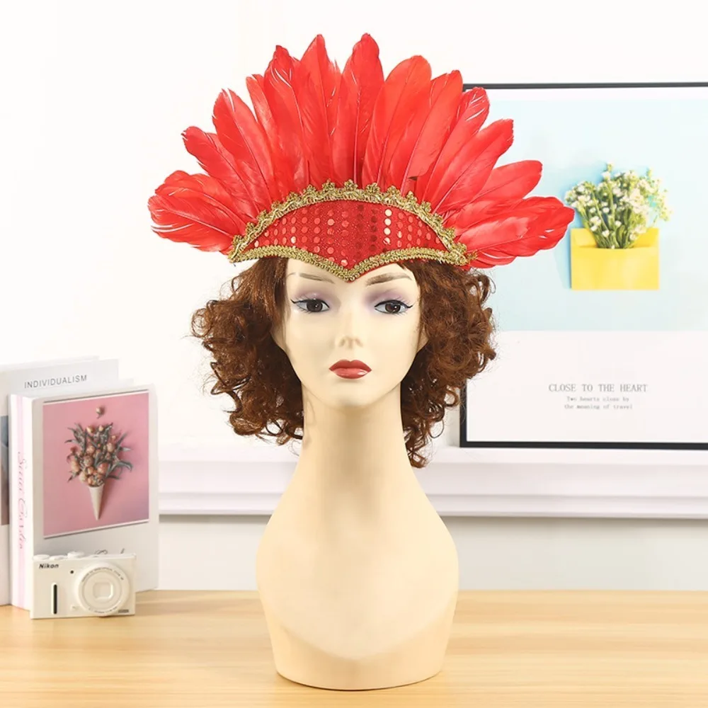 New Feather Feather Headdress Head-mounted Colorful Headwear Adjustable Carnival Costume Fancy Dress Party