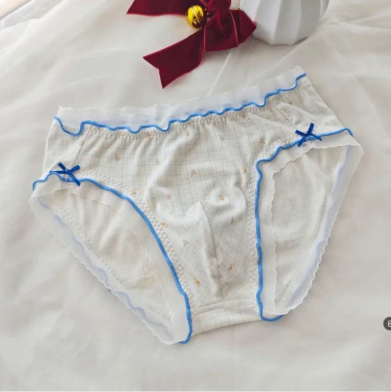 Man's Stetch Wrinkle-Resisit Briefs Harajuku Panty BF Gifts Waist Chiffon Design