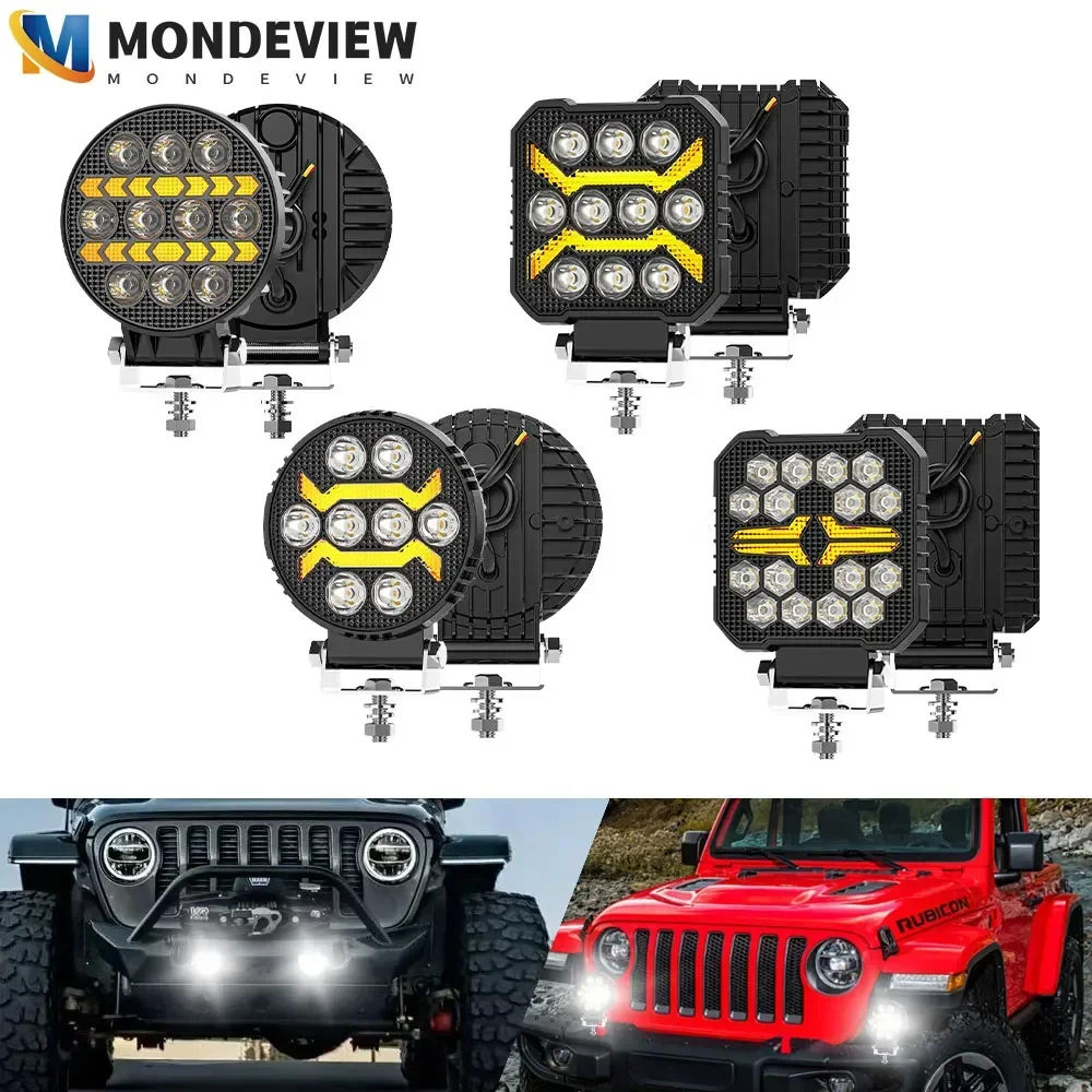 MONDEVIEW 4-inch Black Knight Work Light 6500K 120W 1700LM Suitable for Driving Boat Truck SUV  ATV UTV 4x4 Auxiliary Lighting