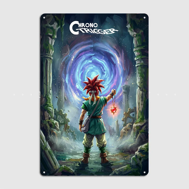 Chrono Trigger Crono Facing Time Portal Metal Posters Sign Bar Custom Bedroom Indoor Wall Decor Tin Room Decoration Home Decor