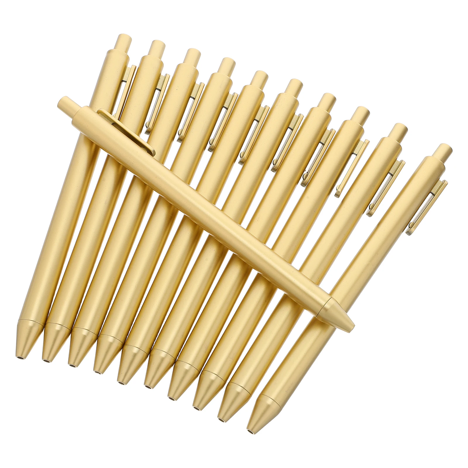 

30pcs Press Type Slim Ballpoint Pen Golden Plastic Retractable Writing Tool Smooth Ink For Guest Signing Journaling Note Taking