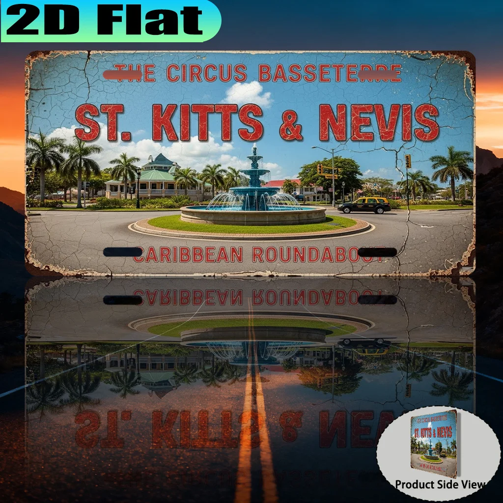 2D Flat - [Open ]2D Fla2D Flat, [2D Flat] 1pc St. Kitts & Nevis Vintage Sign - Caribbean Travel Souvenir, St Kitts Passport S