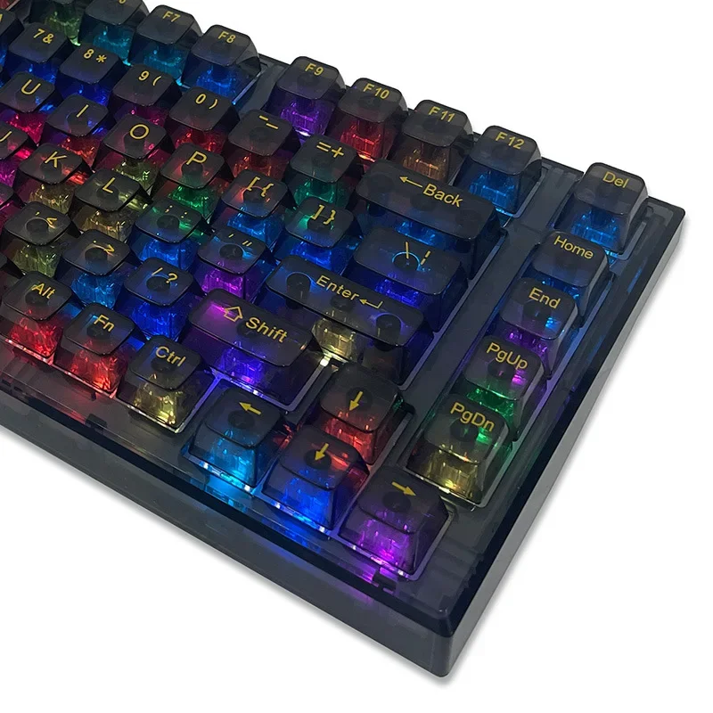 OEM height 130-key full set of ball caps Rockefeller PC transparent black and fog transparent keycaps 7598-key mechanical keyboa