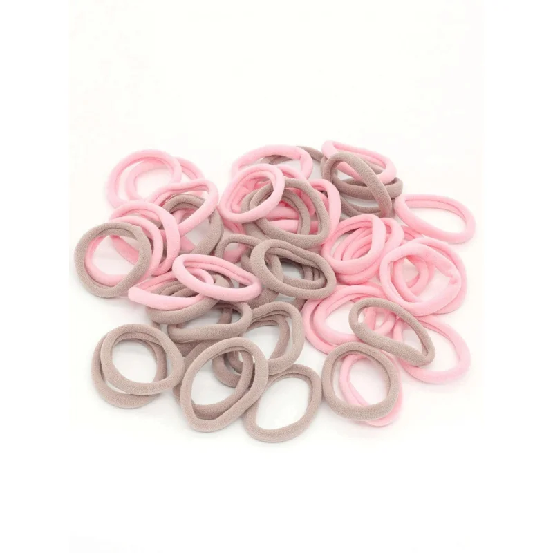 50pcs/set Seamless Elastic Hair Rings Set – Pink Canister, Gentle Durable for High Ponytail & Messy Bun.