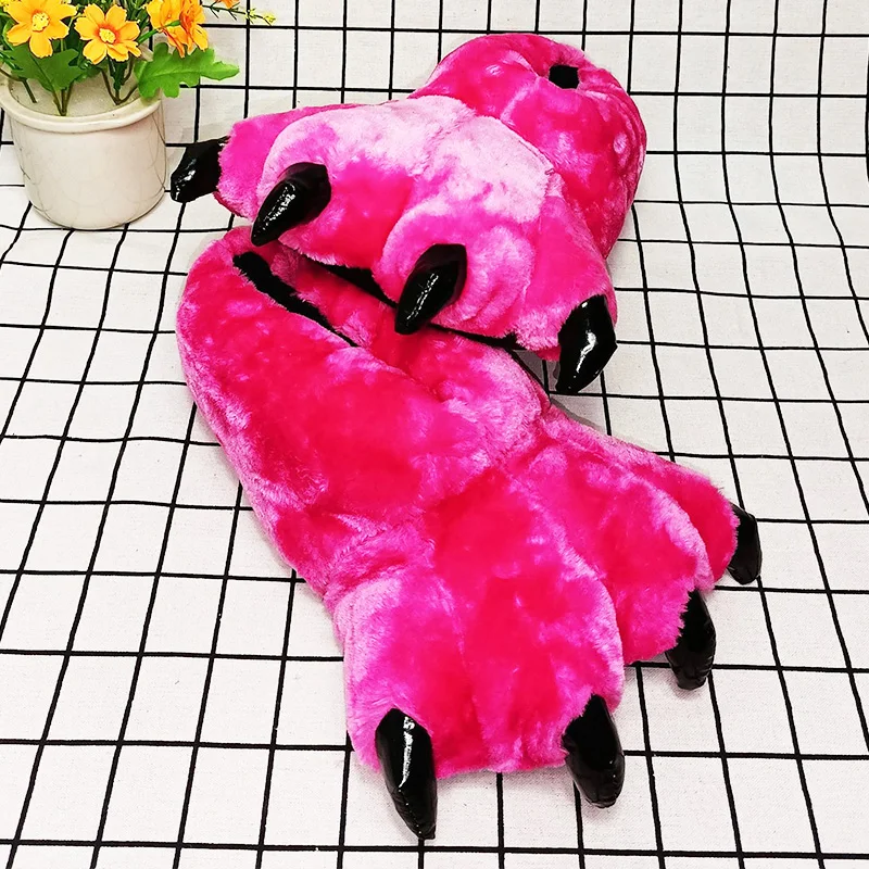 Rainbow Designer Claw Slippers For Women Men Black Bear Foot Shoes Woman Funny Animal Fuzzy Booties Slipper House Cosplay Shoes