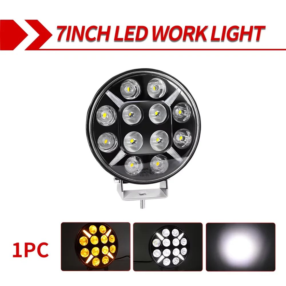 1/2 Stuks 7 Inch/9 Inch Ronde 120W Led Verlichting 12V 24V Geel Wit Led drl Off Road Mistlamp Voor Vrachtwagen 4X4 4WD Auto Accessoires