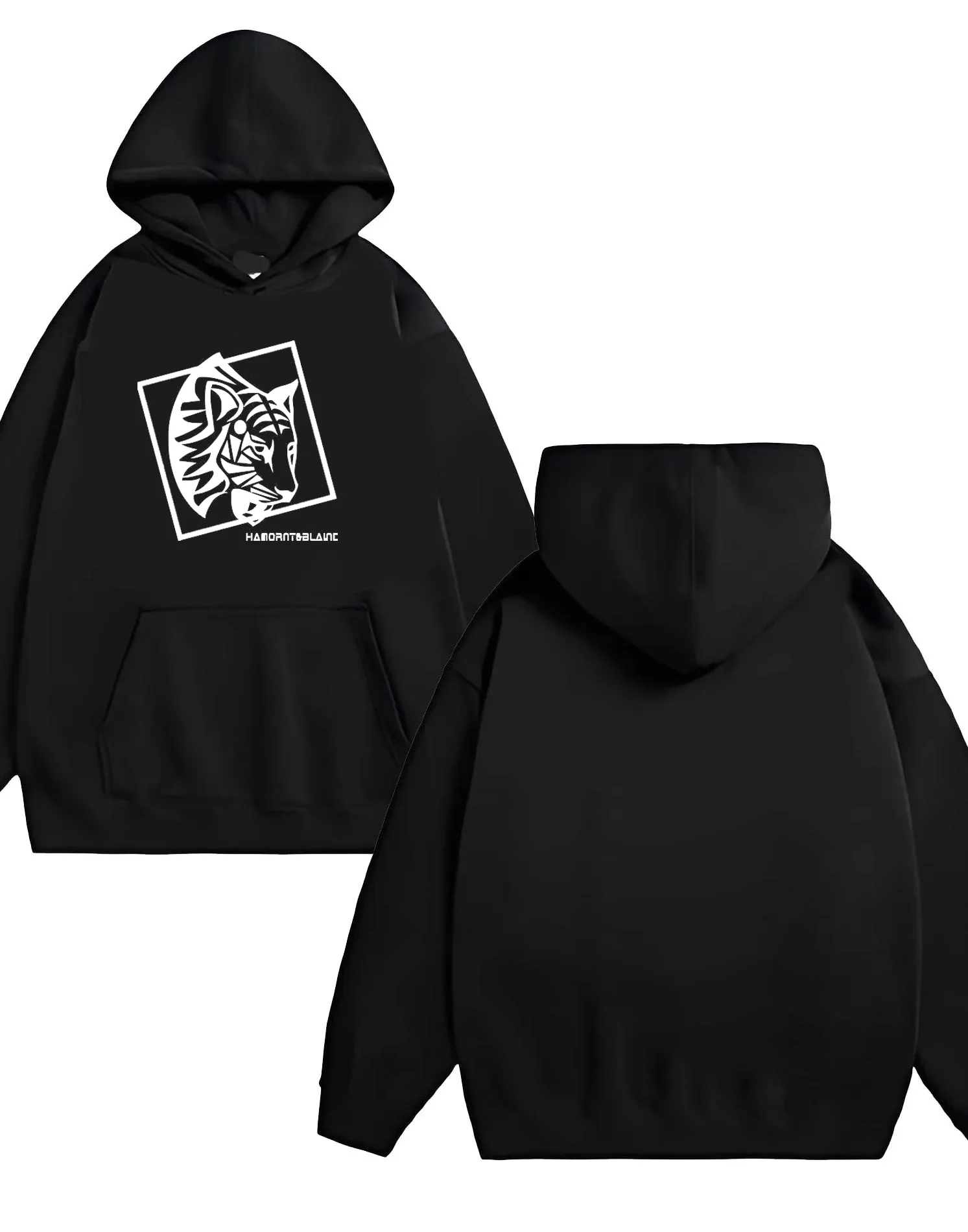 

A new 2025 trendy and fashionable loose 330G heavy　duty hooded sweatshirt with a bold tiger print in American street style