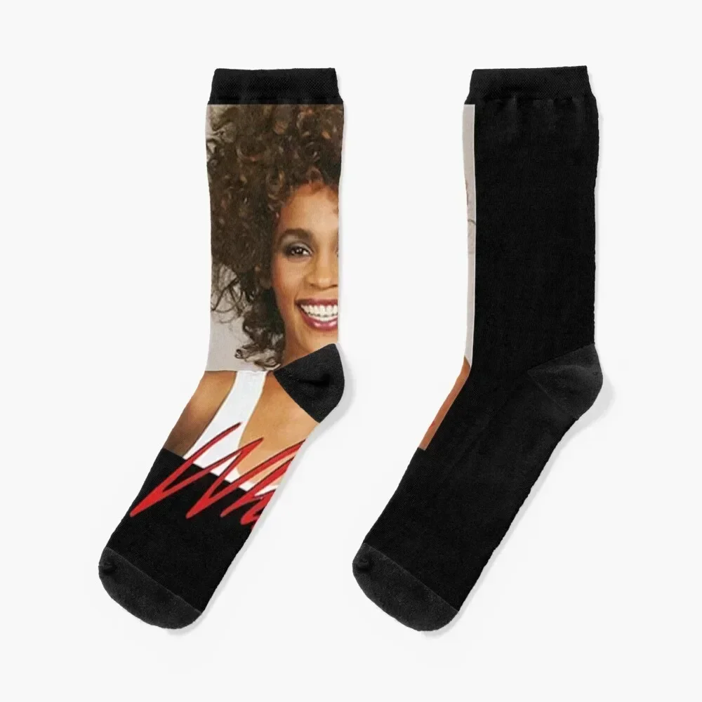 Whitney Houston Official Smile Vintage Socks golf Stockings custom Mens Socks Women's