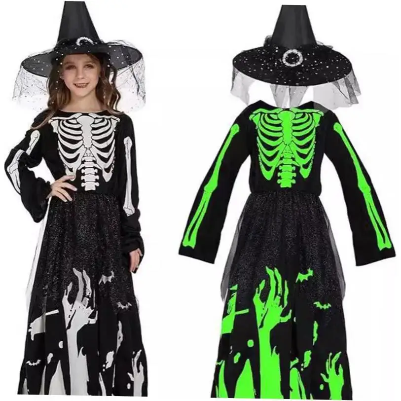 Glowinthek Reaper Skelett Kostüm Halloween Cosplay Damen Fancy Dr Par Bühnenauftritt Traditionelle chinesische ethnische...