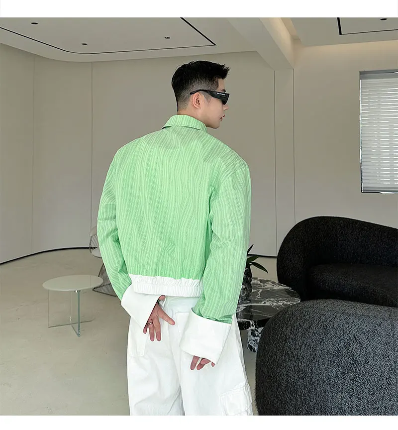 Men's 2025 Summer New Stylish Thin Contrast Color Stripe Long Sleeve Shirts Men's Fashion Tops Trendy Breathable Shirt Jackets