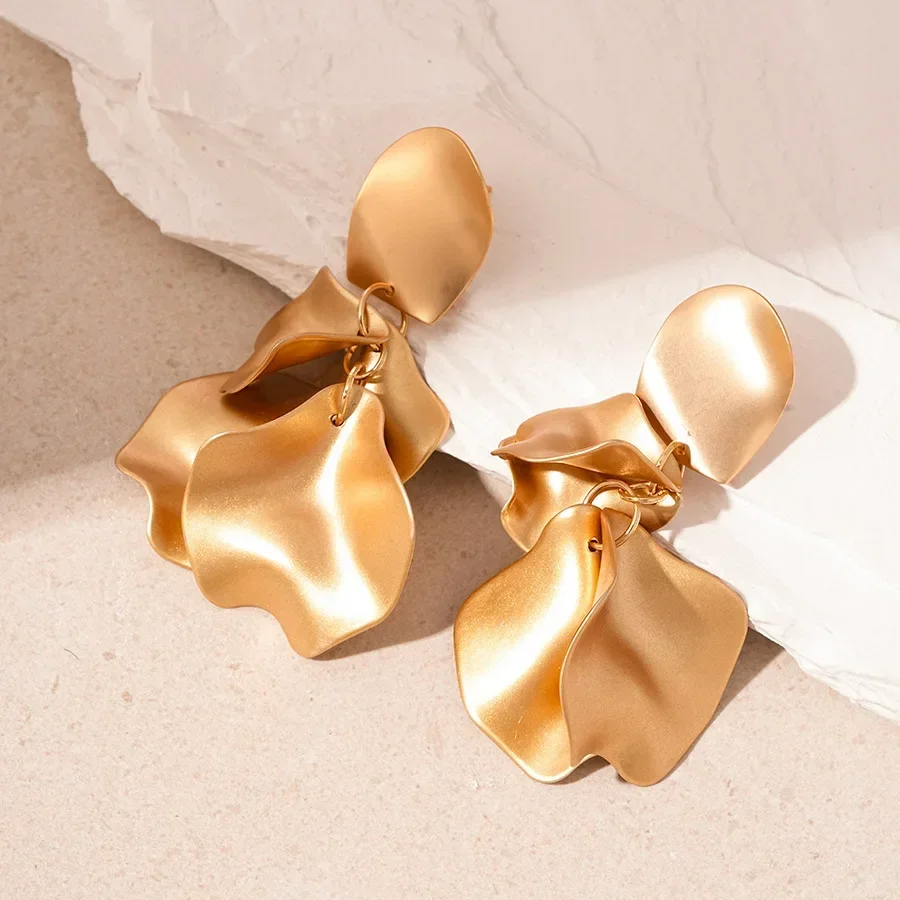 DREJEW Petal Tassel Earrings for Women 2025 Korean Fashion Irregular Drop Earring Exaggerated 4 Colors Jewelry Dropshipping