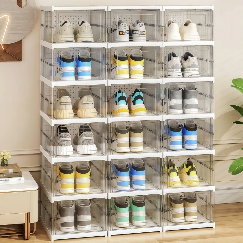 Foldable Shoe Box Transparent Shoe Storage Organizer Acrylic Display Case for Dormitory