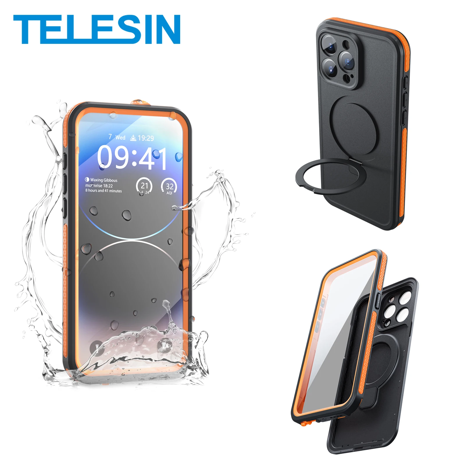 

TELESIN IP68 Водонепроницаемый чехол для IPhone 15 15 pro 15 promax чехол для телефона Дайвинг Подводный Пылезащитный Водонепроницаемый чехол для телефона