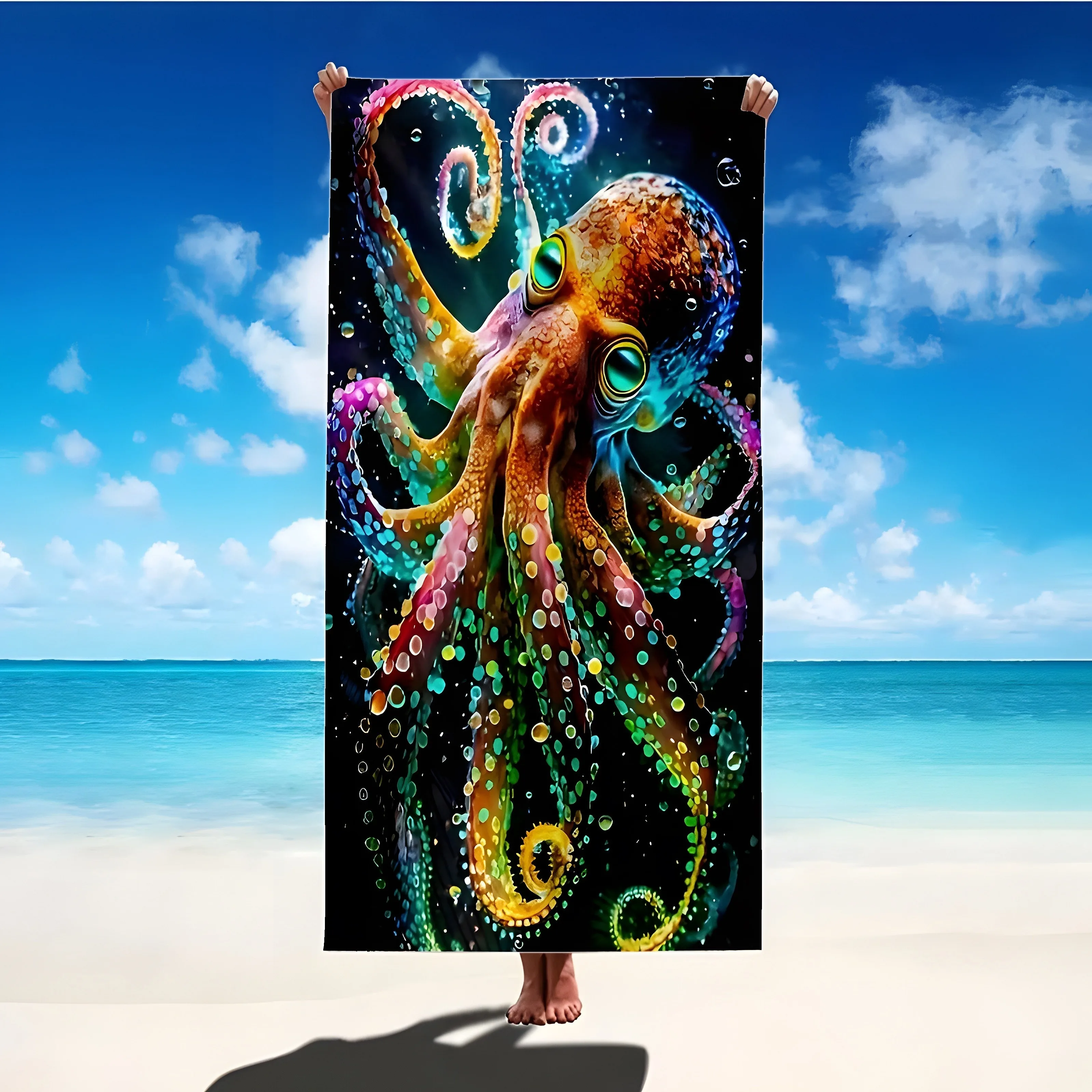 Colorful Octopus Beach Towel: Dive into Fun and Style! Suitable for towels, bath towels, beach towels