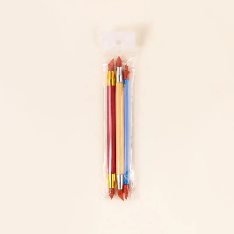 Multi-Funcional Silicone Double-Head Pen, Pen Tool, Fine Sculpting e Shaping, Cerâmica, Polímero, Argila, 3Pcs Set