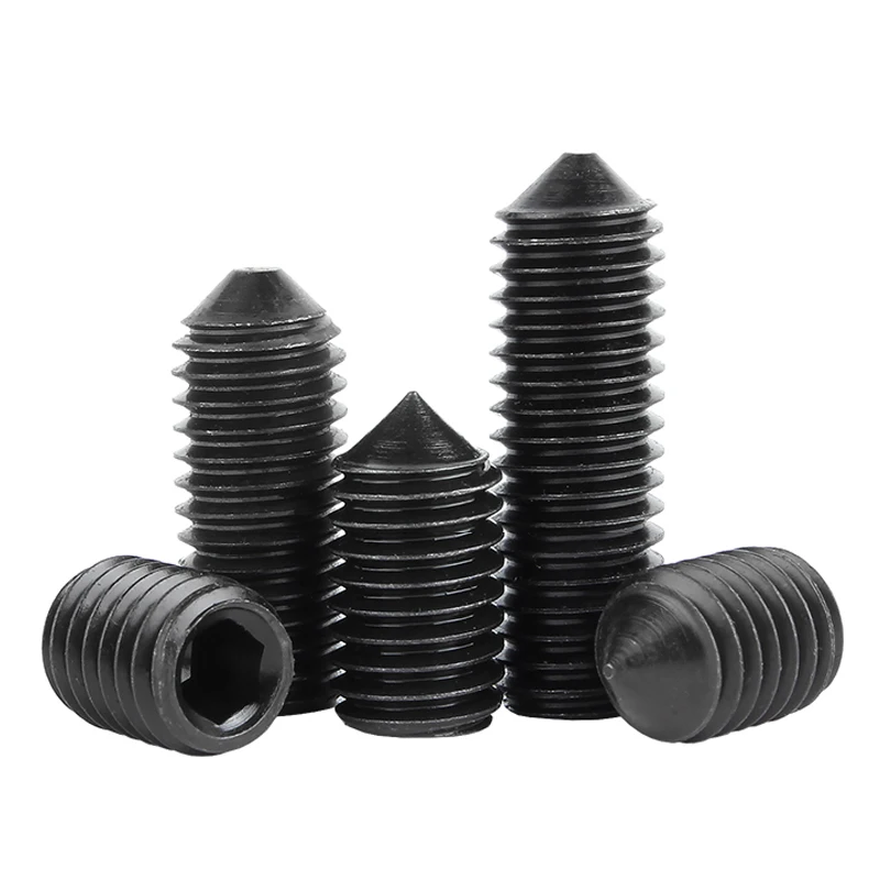 Tornillo hexagonal de acero al carbono, Juego de puntas cónicas, 10 piezas, M2.5, M3, M4, M5, M8, M10, 12,9, color negro, DIN914
