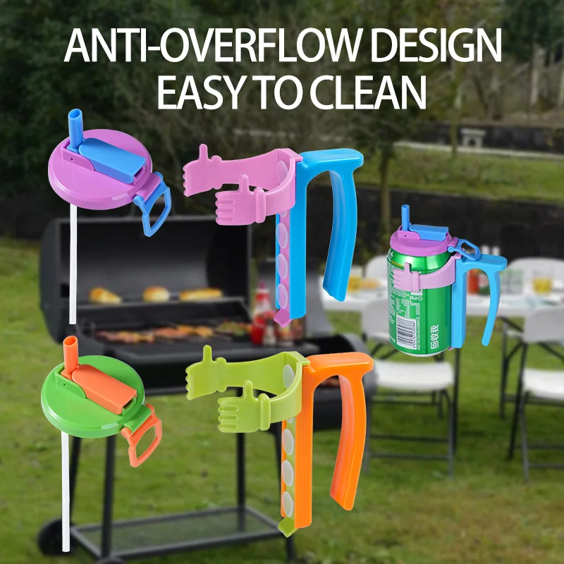 New Soda Can Lids and Holders with Anti-spill Cup Lid Straw Can Holder Bottle Cap Silicone Straw Soda Can Lid Reusable