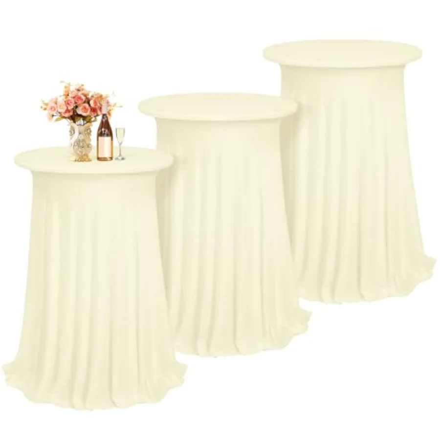 

3 комплекта чехлов для круглых барных столов, цвет белый молочный, 32x43 дюйма, из эластичного спандекса, с волнистыми драпировками F