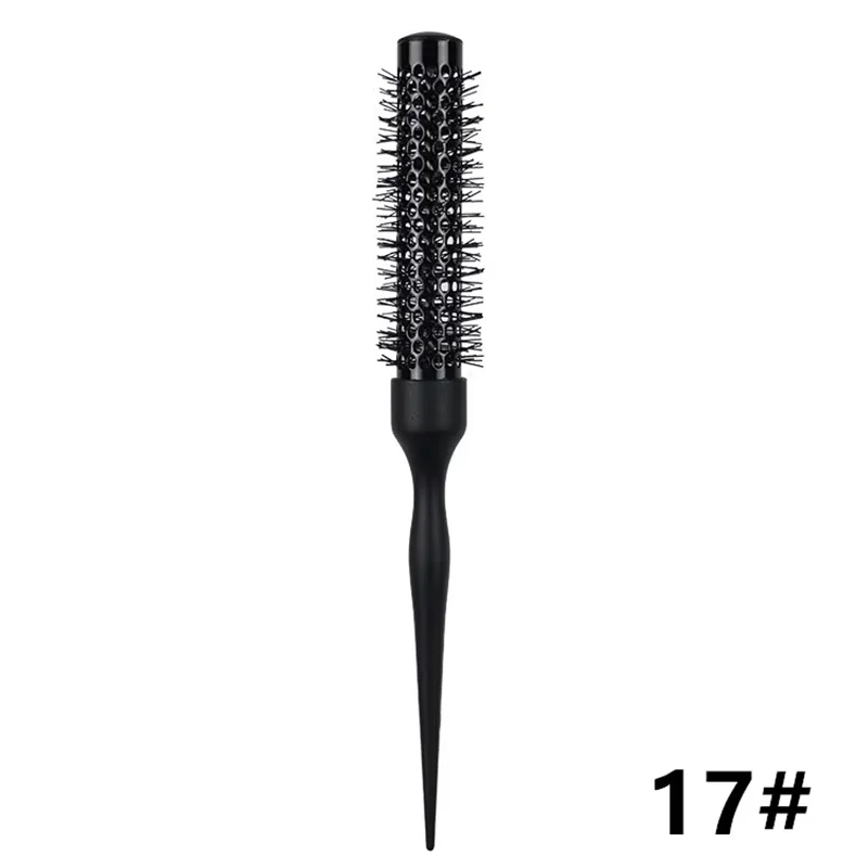 1 ST Zwarte Ronde Vat Haar Kam Haar Styling Haarborstel Nylon Kam Cilinder Krullend Haar Kam Aluminium Buis Salon Tool
