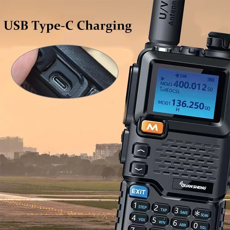 Рация Quansheng UV 5R Plus 5 Вт, 200 каналов, USB Type-C, UHF/VHF, FM, Двухдиапазонная, двухсторонняя беспроводная Частотная репликация